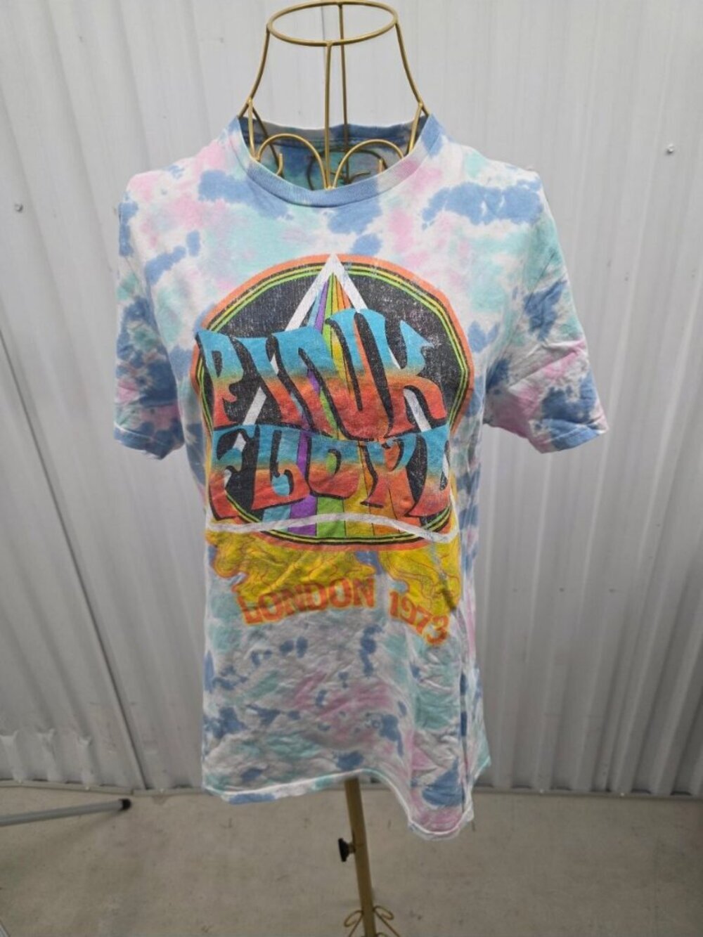 Pink Floyd T-Shirt Women's M Tie Dye Pastel London 1973 Band Graphic Cotton Tee
